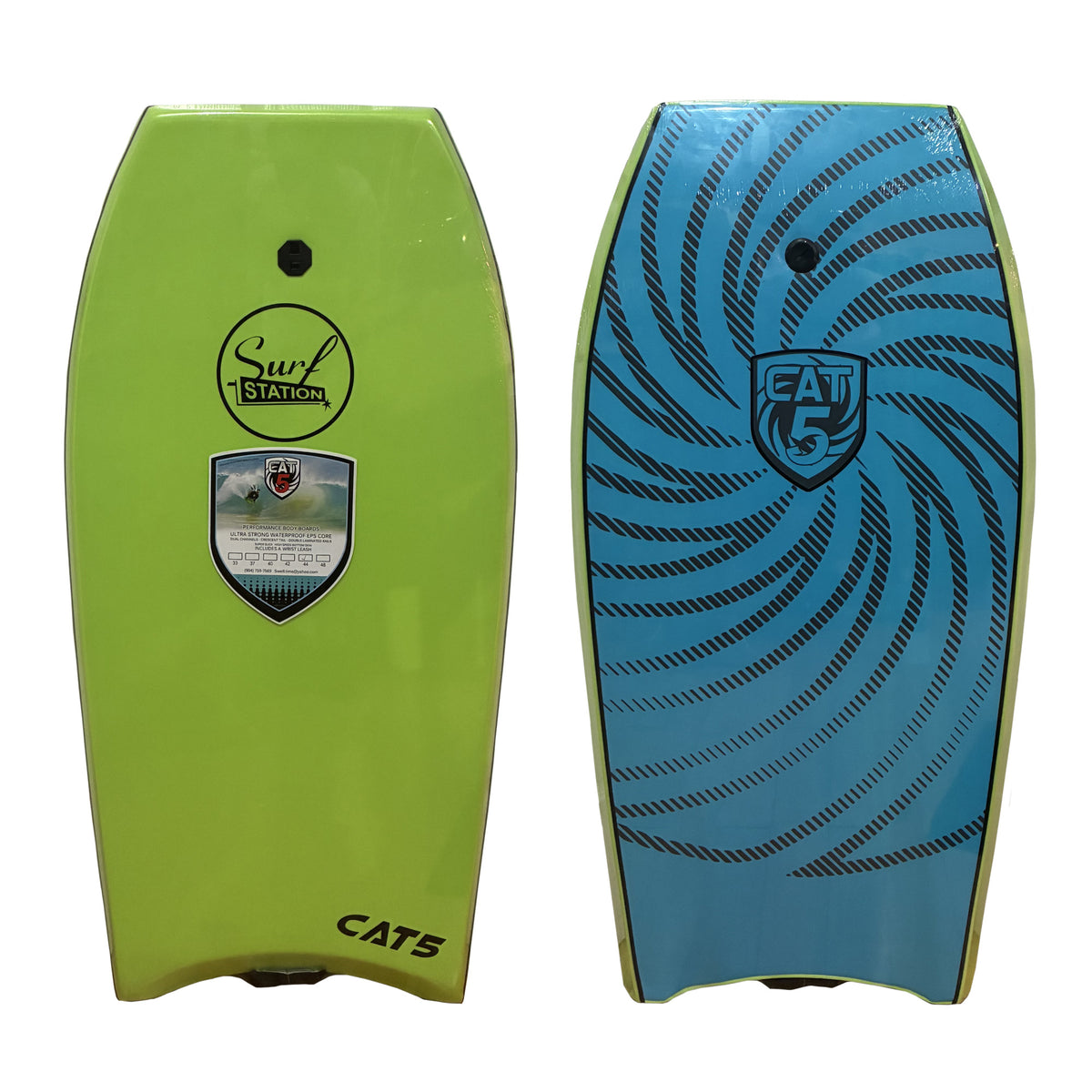 Surf Station x Cat 5 Spiral 40" Bodyboard w/ Leash - Green
