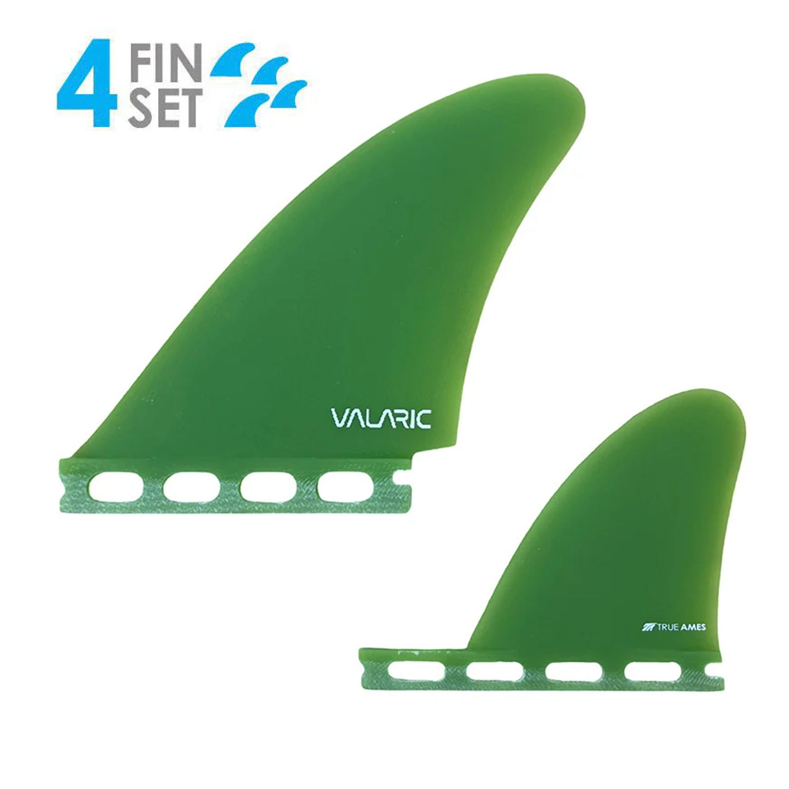 True Ames Valaric Quad Futures Surfboard Fins - Green