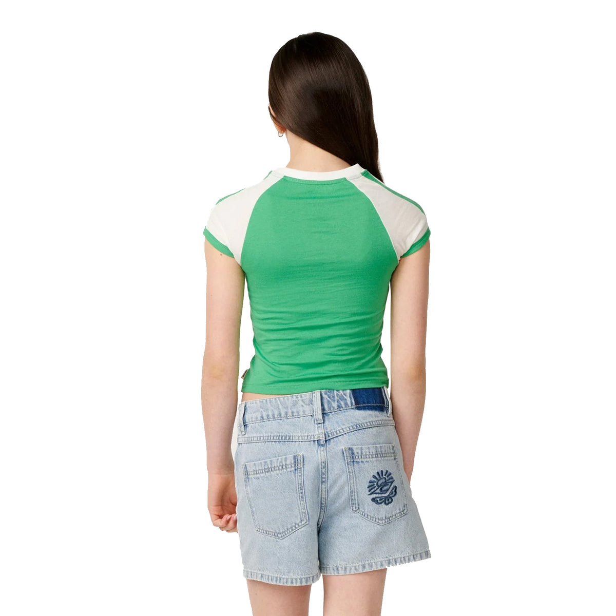 Rip Curl Island Ringer Youth Girl's S/S T-Shirt - Green