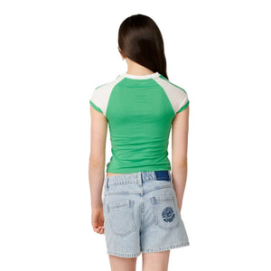 Rip Curl Island Ringer Youth Girl's S/S T-Shirt - Green