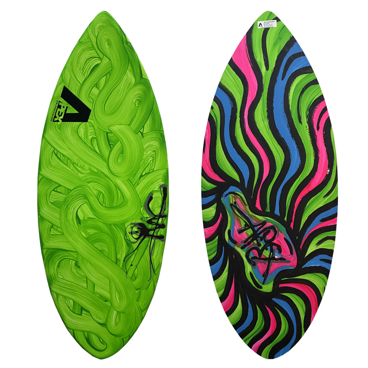Apex AVAC 51" Skimboard - Green Swirl/Wavy Sun