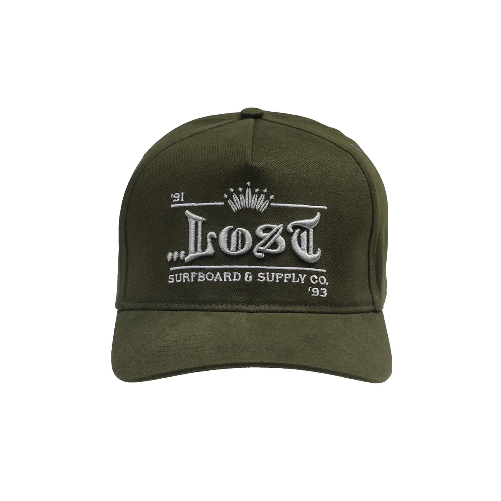 Lost Crown Logo Snapback Men's Hat - Dark Olive