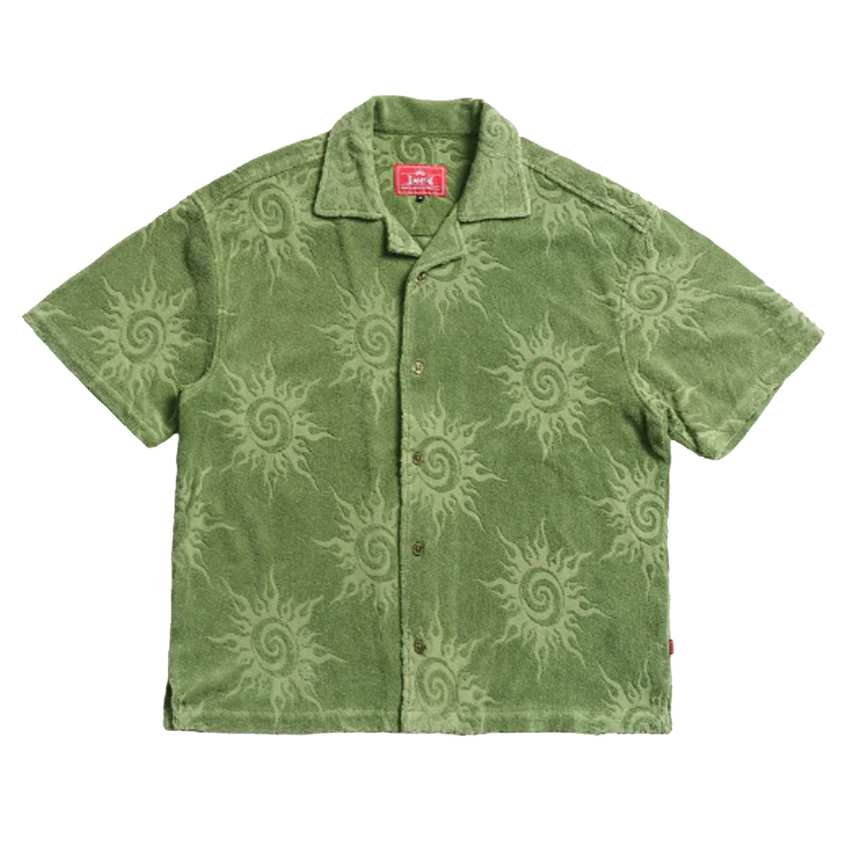Lost Ka La Jacquard Woven Men's S/S Dress Shirt - Green Tea