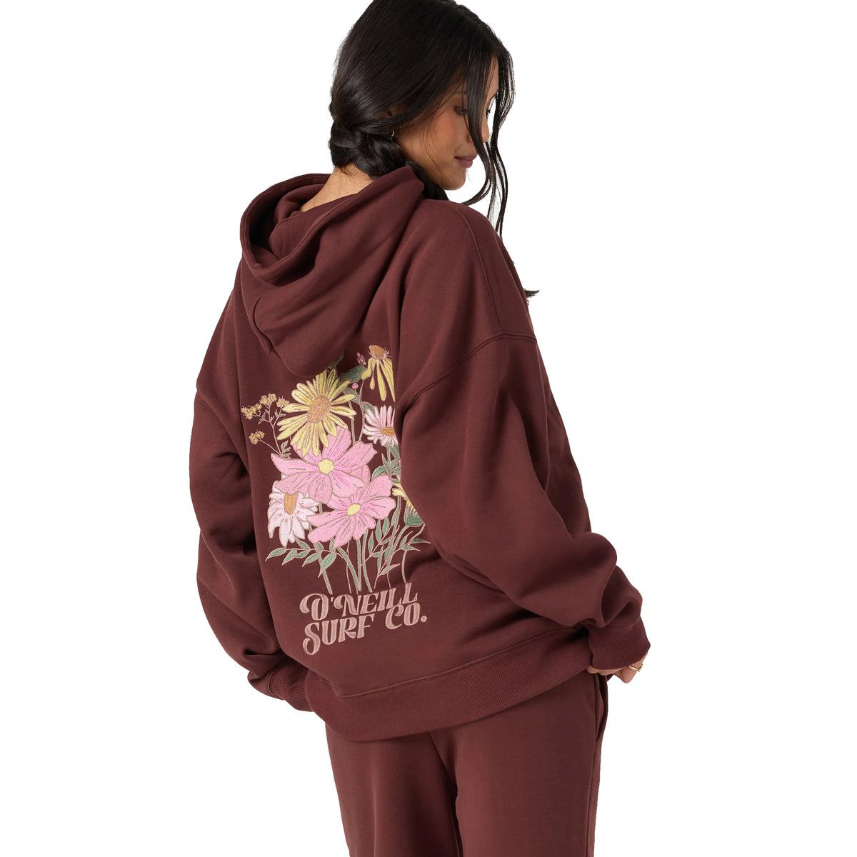 O'Neill Flora Bouquet Oversized Women's L/S Hoodie - Chocolate