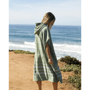 Sand Cloud Classic Stripe Hooded Poncho - Hedge Green