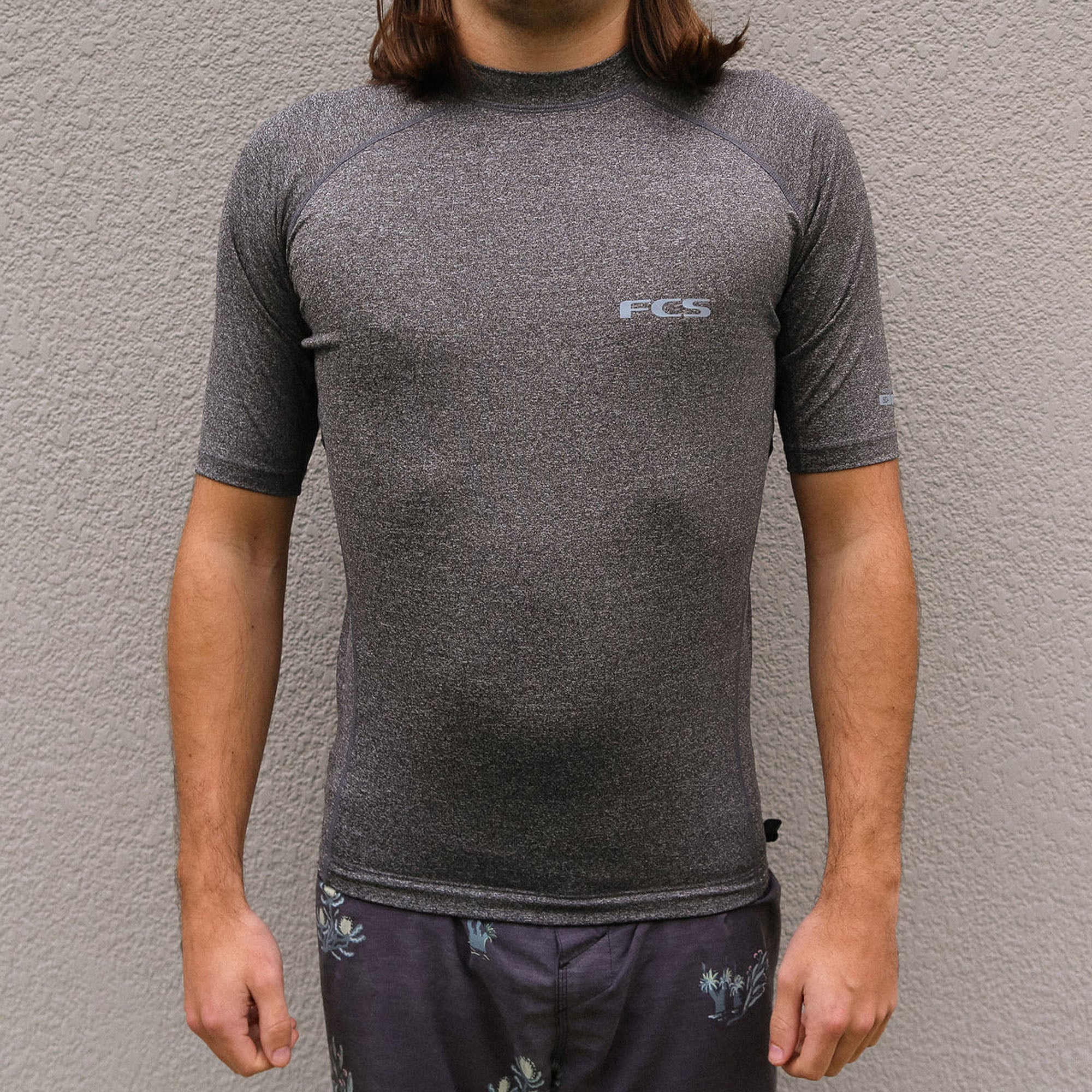 FCS Essential Men's S/S Rashguard - Heather Grey