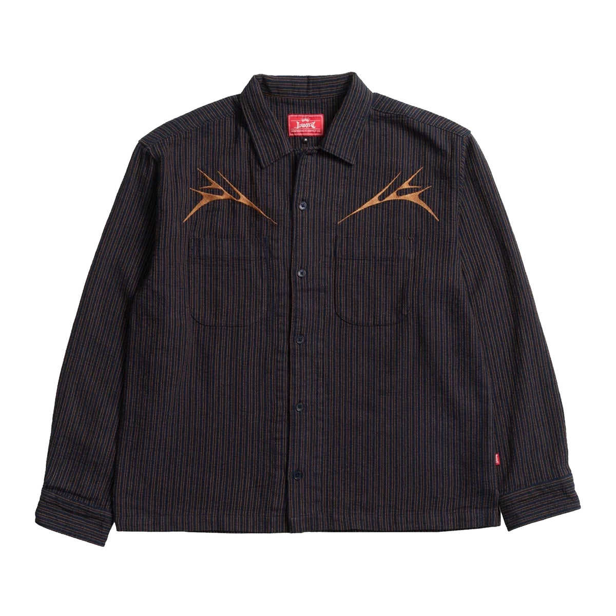 Lost Crawler Woven Men's L/S Dress Shirt - Indigo