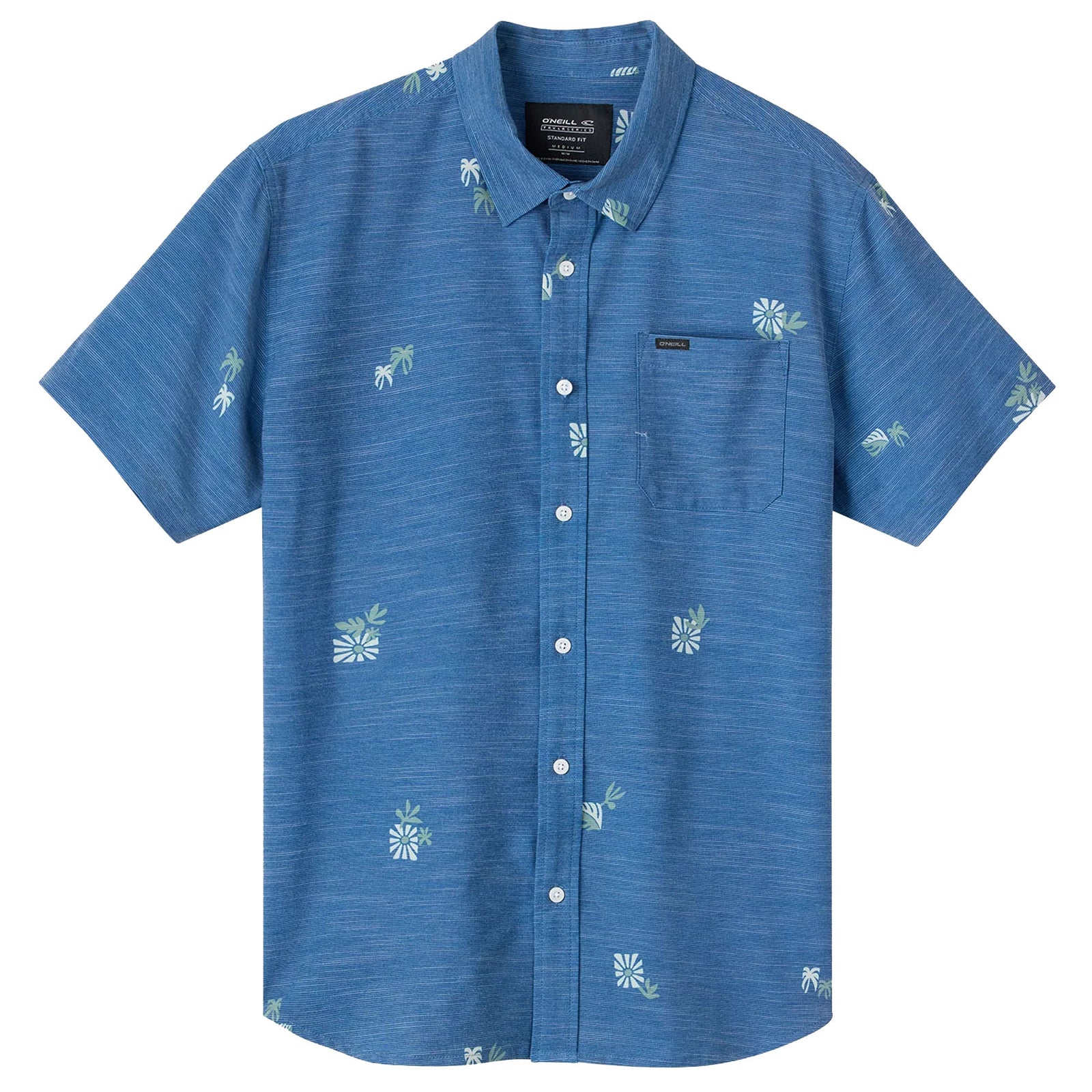 O'Neill TRVLR UPF Traverse Slub Standard Men's S/S Dress Shirt - Indigo