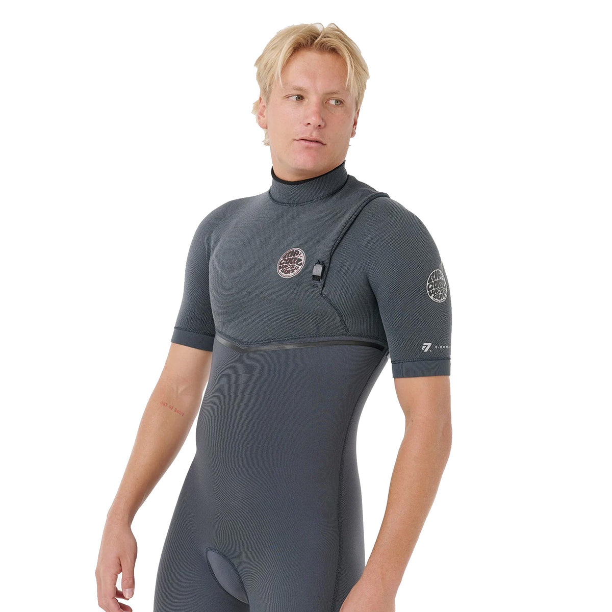Rip Curl E-Bomb 2/2mm Zip Free Men's S/S Springsuit Wetsuit - Iron
