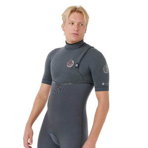 Rip Curl E-Bomb 2/2mm Zip Free Men's S/S Springsuit Wetsuit - Iron