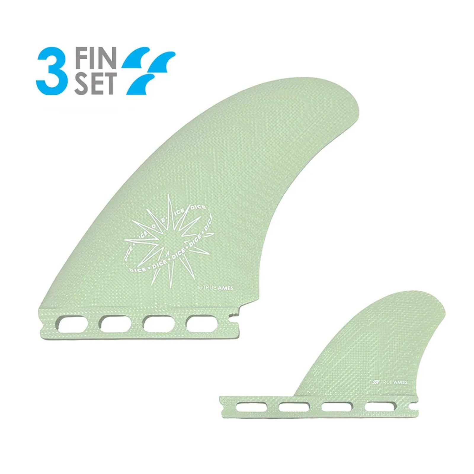 True Ames Dice Twin + Trailer Futures Surfboard Fin - Pistachio
