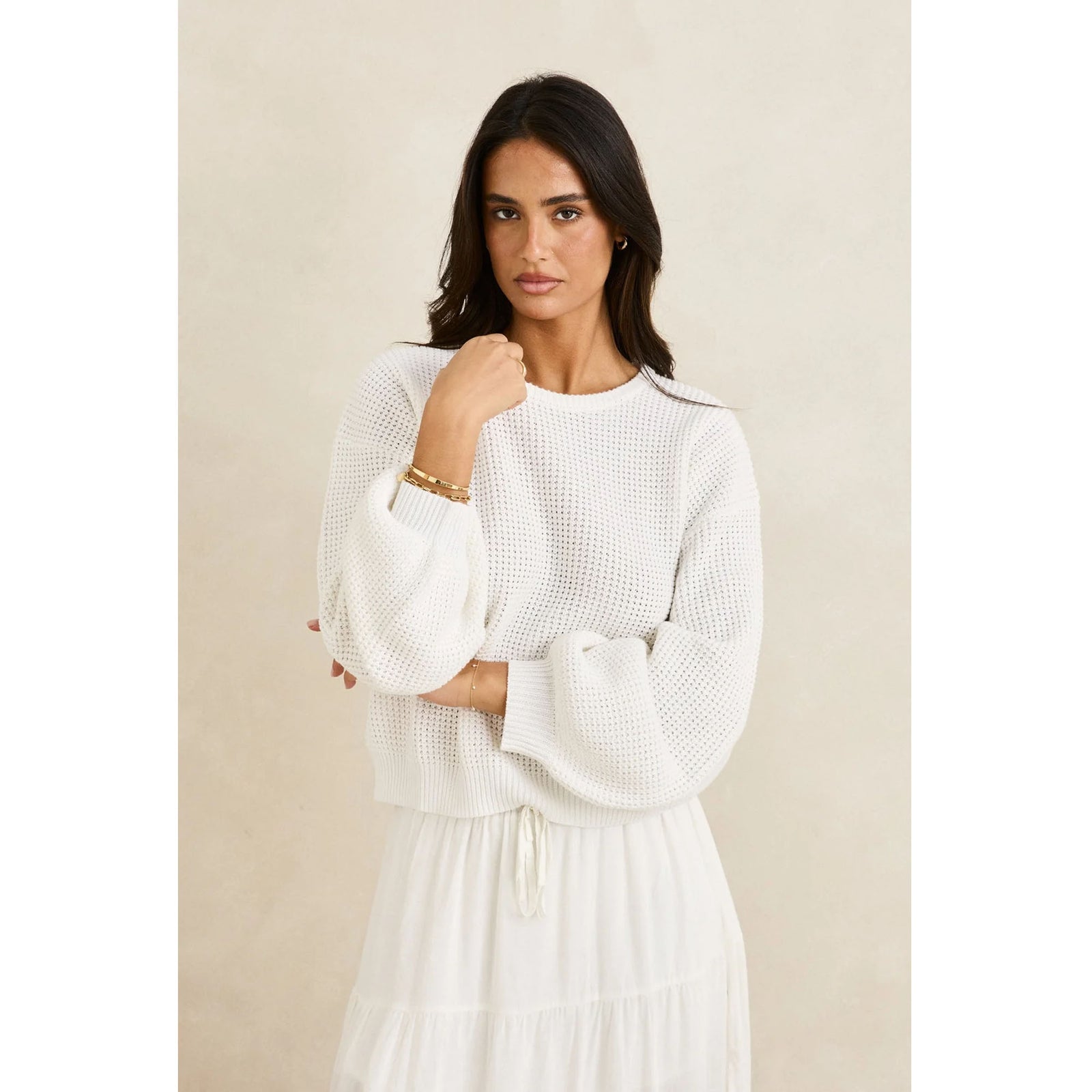 Rhythm Classic Knit Women's Sweater - White
