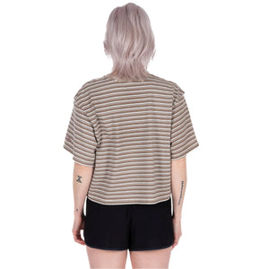 Jetty Avalon Striped Women's S/S T-Shirt - Tan