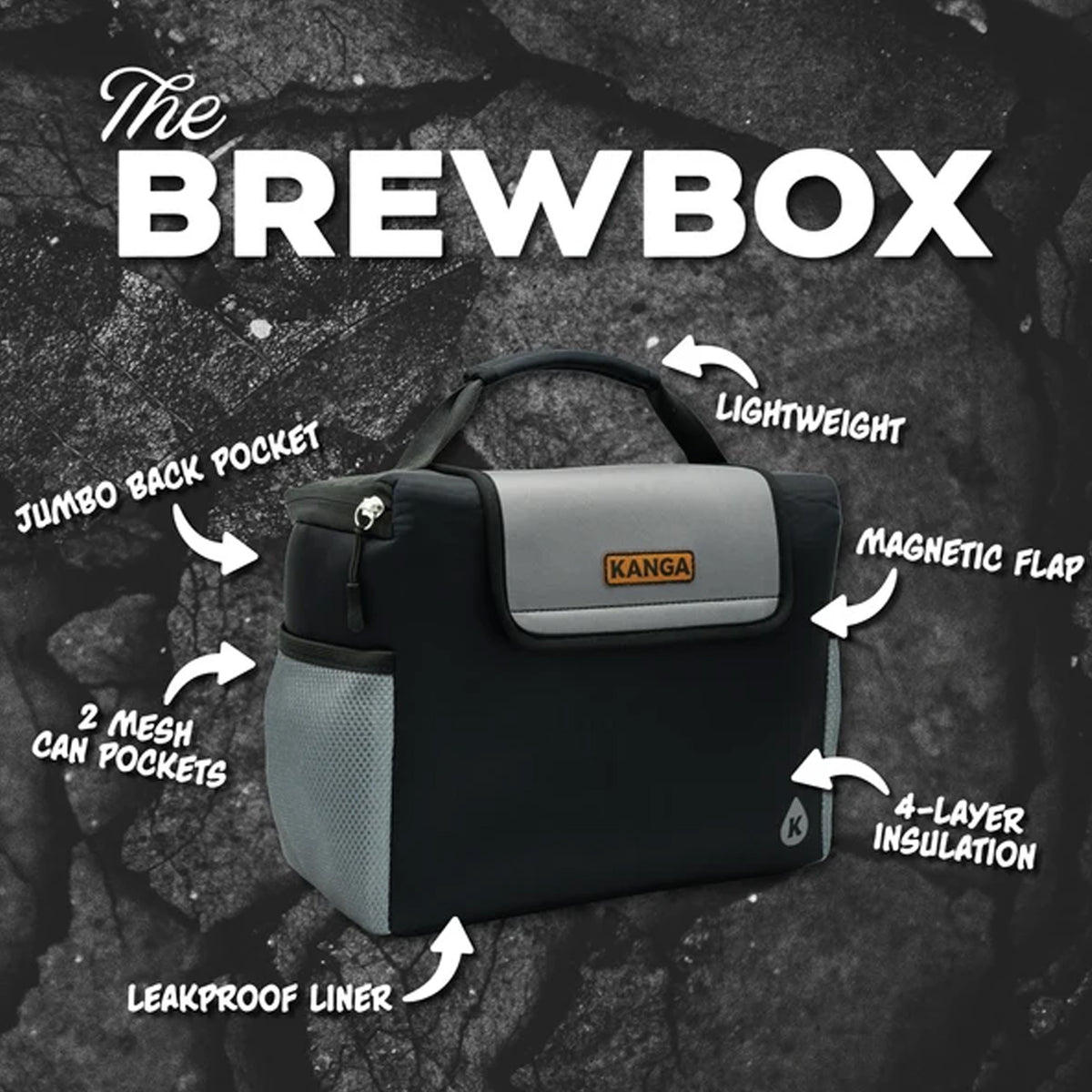 Kanga Coolers Midnight BrewBox™ 12-Pack Cooler - Black/Grey