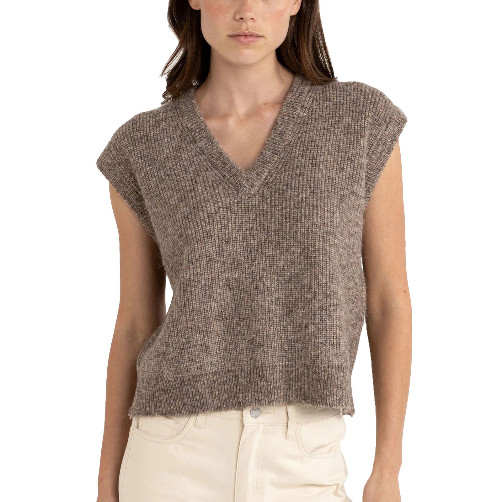 Rhythm Quinn Knit Vest Women's S/S Sweater - Oatmeal