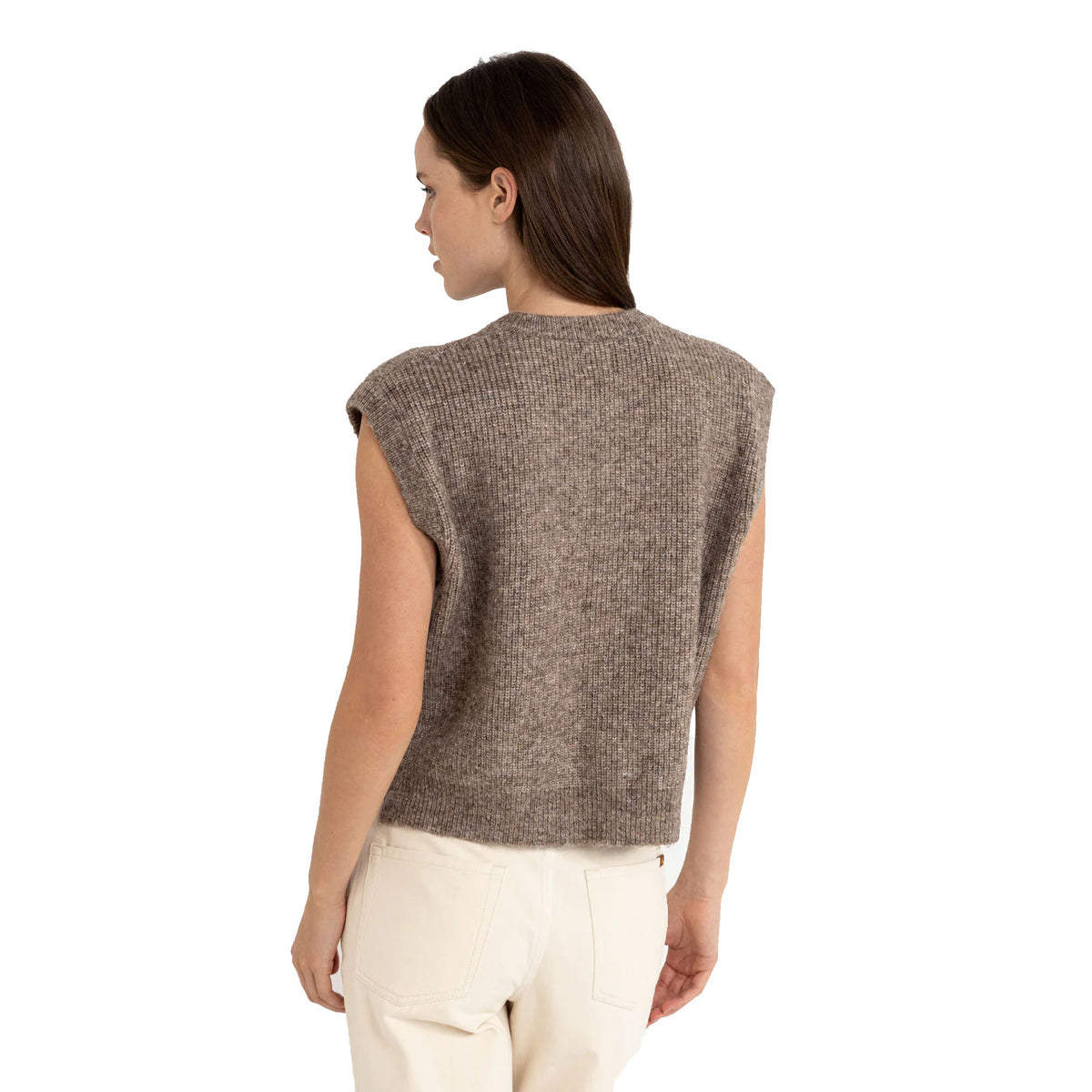 Rhythm Quinn Knit Vest Women's S/S Sweater - Oatmeal