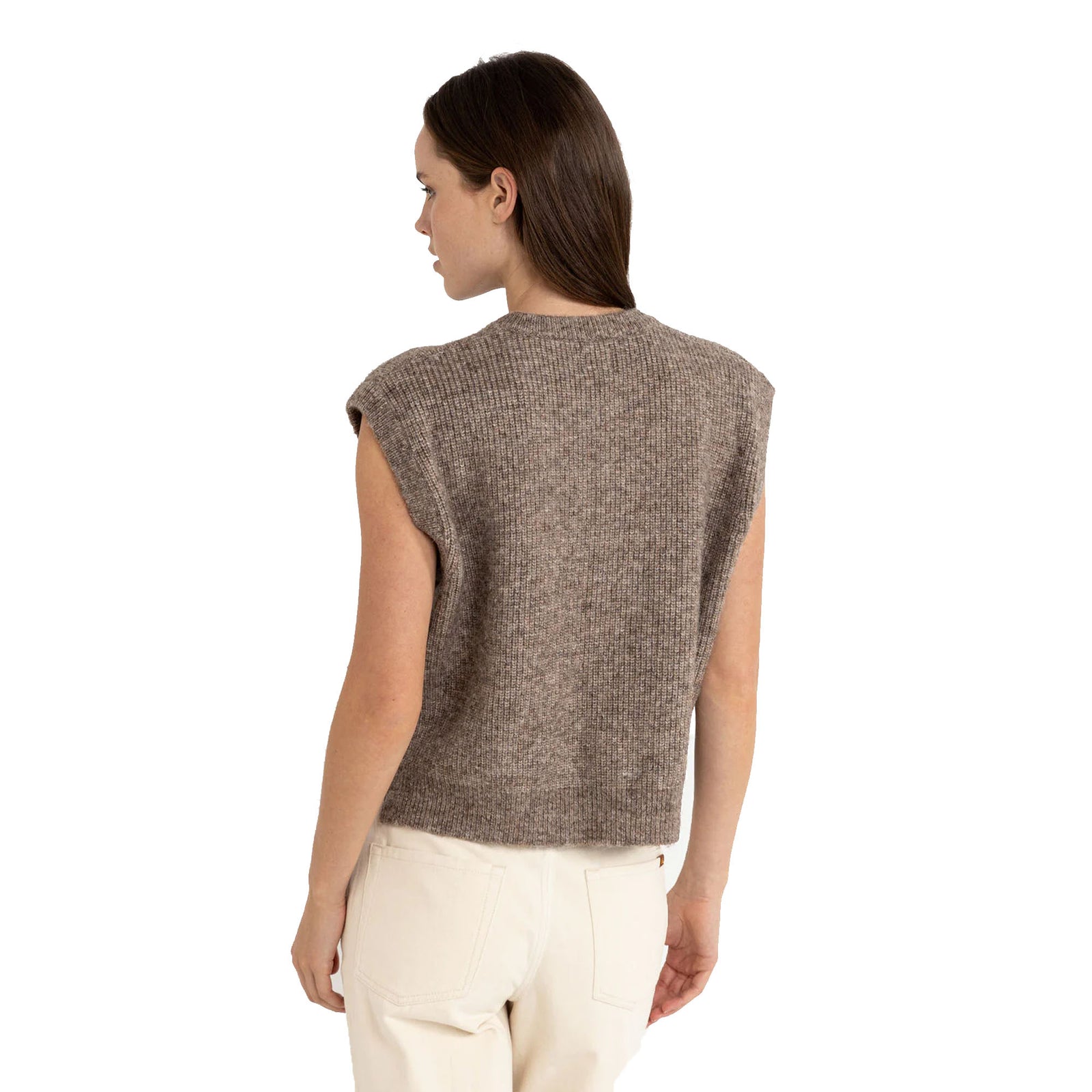 Rhythm Quinn Knit Vest Women's S/S Sweater - Oatmeal