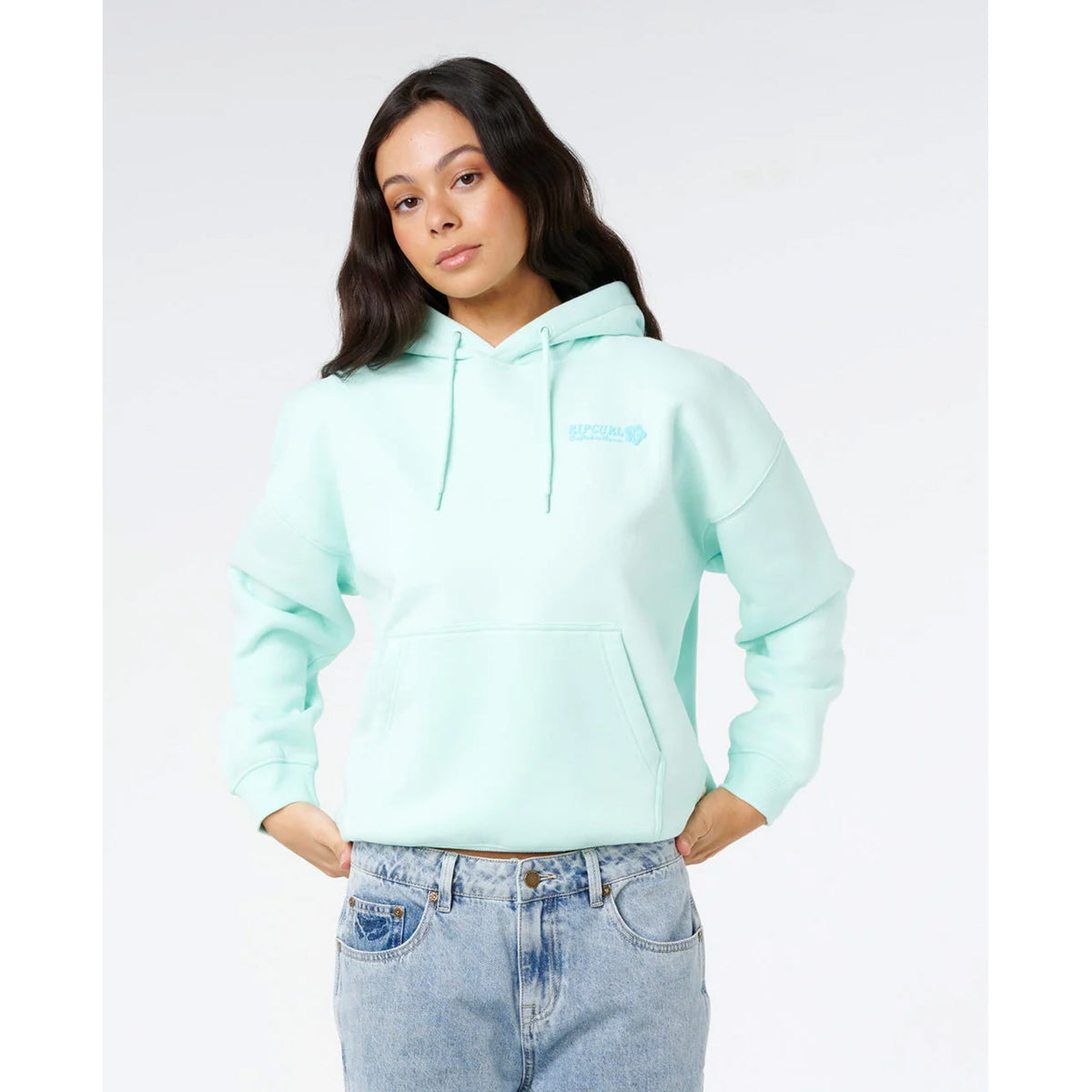 Rip Curl Surf Puff Relaxed Heritage Women's L/S Hoodie - Light Blue