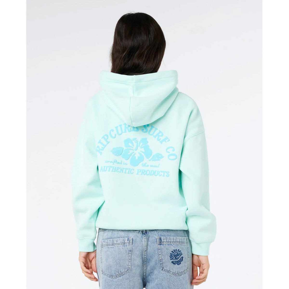 Rip Curl Surf Puff Relaxed Heritage Women's L/S Hoodie - Light Blue