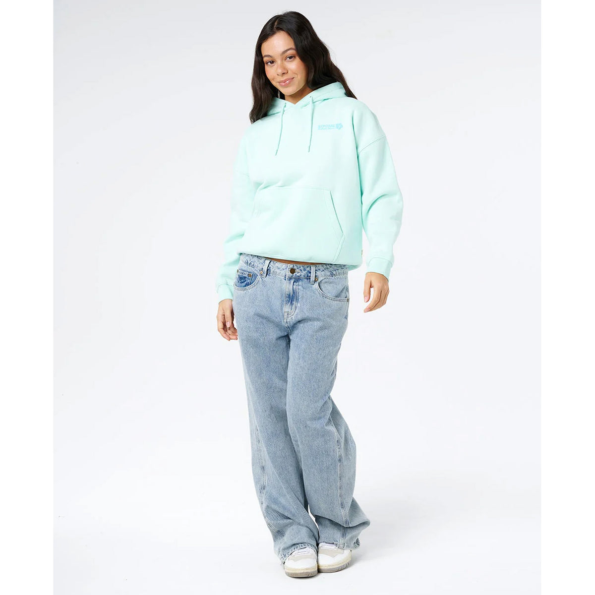 Rip Curl Surf Puff Relaxed Heritage Women's L/S Hoodie - Light Blue
