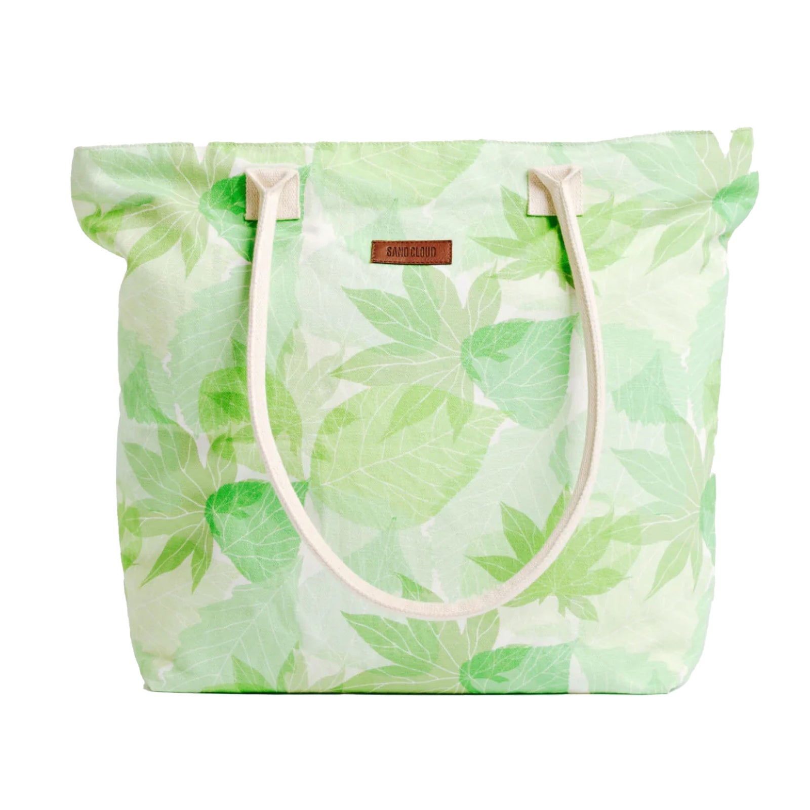 Sand Cloud Leaves Beach Tote - Green