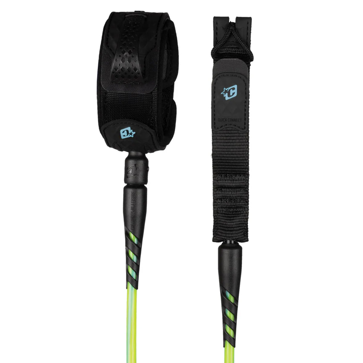 Creatures of Leisure Reliance 2.0 Standard Duty Surfboard Leash - 7'/Pine Lime Twist Black
