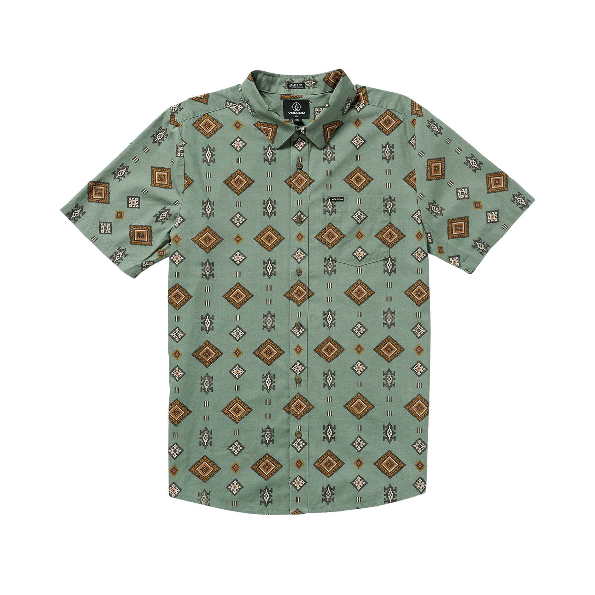 Volcom Desert Dobby Men's S/S Dress Shirt - Light Olive