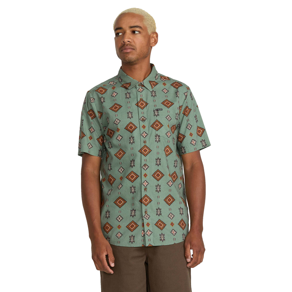 Volcom Desert Dobby Men's S/S Dress Shirt - Light Olive