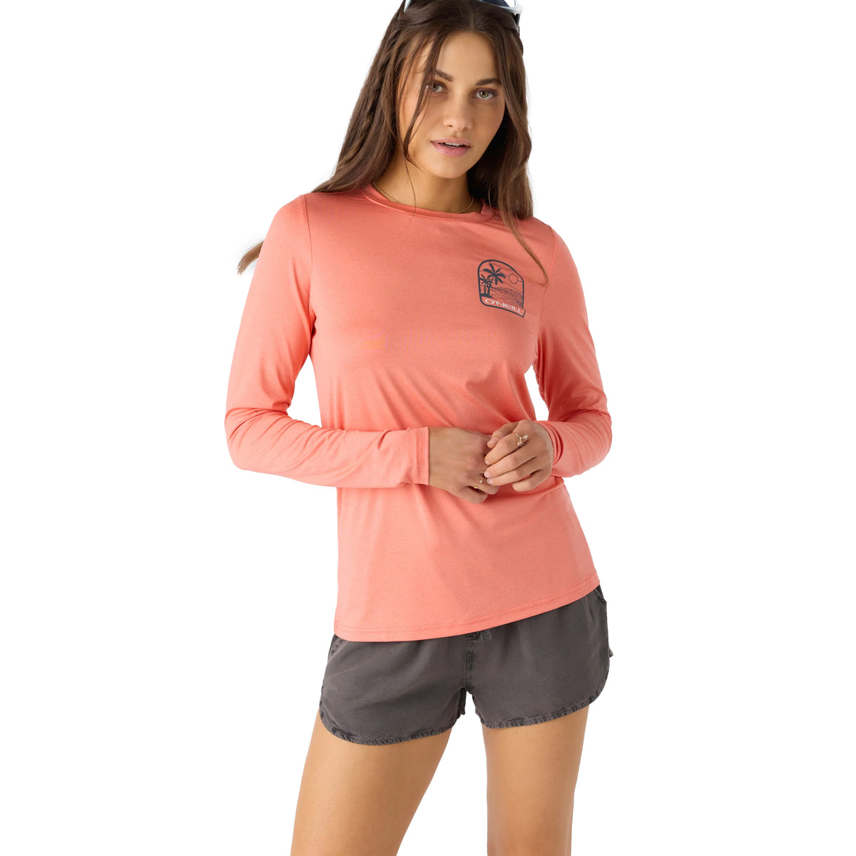 O'Neill Breezy UPF Women's L/S Sun Shirt - Heather Peach Echo