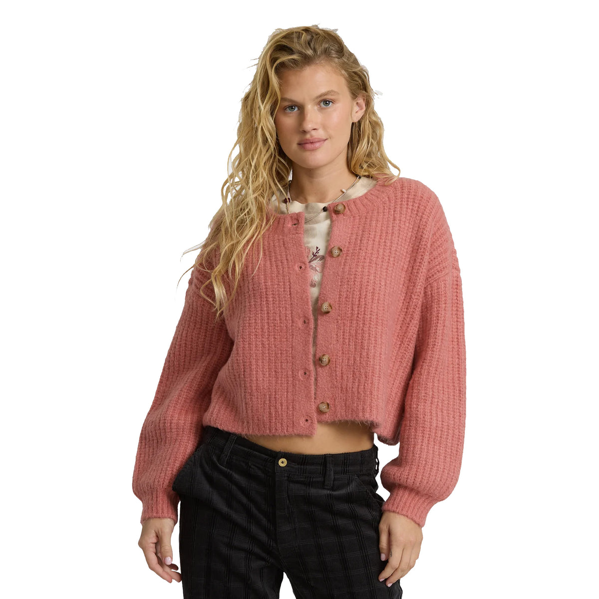 Billabong Holidazed Sunset Cardigan Women's L/S Sweater - Vintage Pink