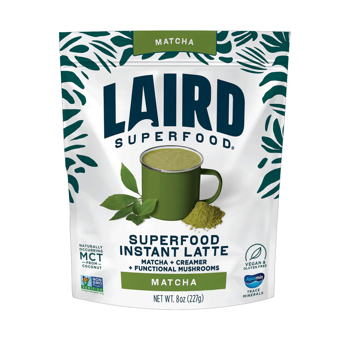 Laird Superfood Matcha Instant Latte with Adaptogens - 8oz