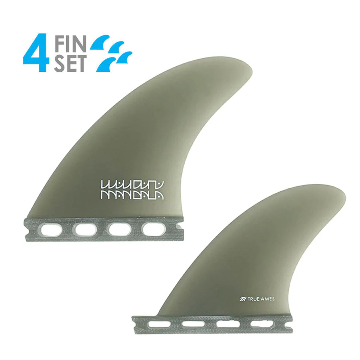 True Ames Mandala AK4 Futures Quad Surfboard Fins - Clear