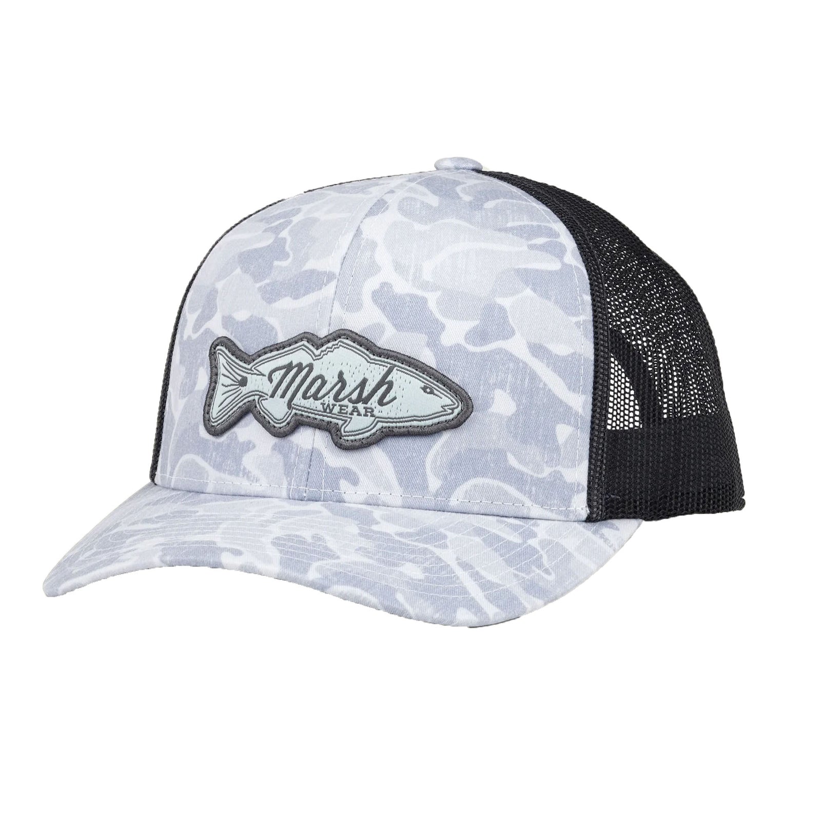 Marsh Wear Redfish Logo Men's Trucker Hat - Hazy Copahee Camo