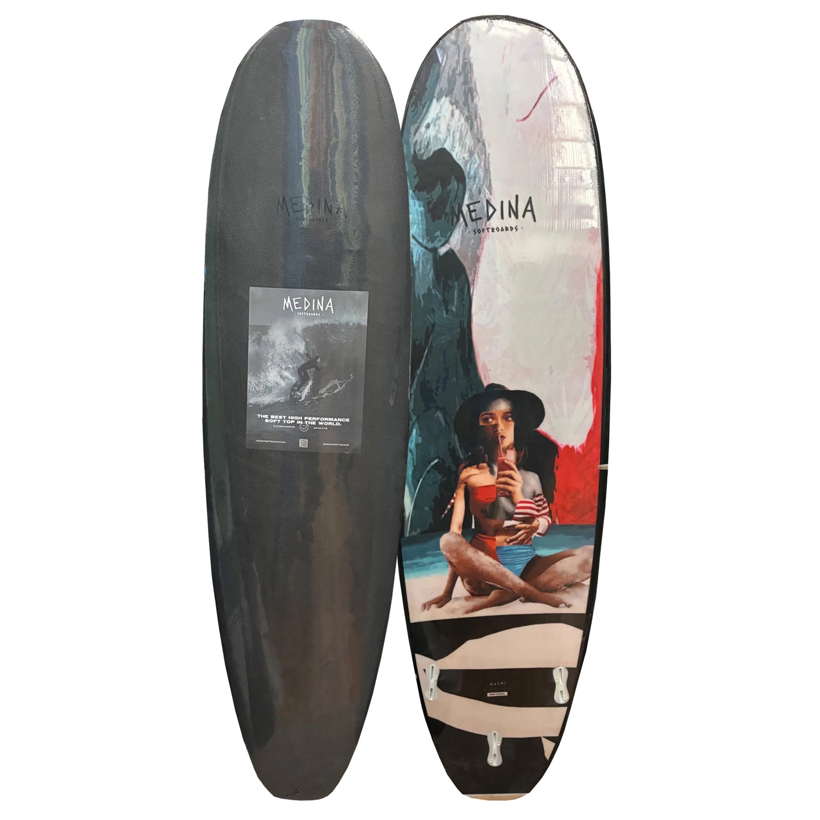 Medina Collage Art 7'0 Soft Surfboard - Black