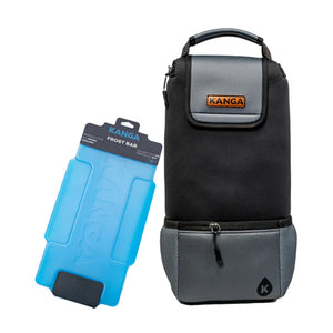 Kanga Coolers Midnight Hideaway™ + Frost Bar 6-Pack Cooler - Black/Grey