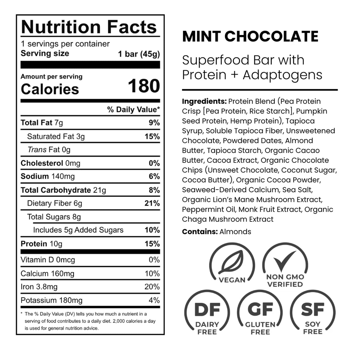 Laird Superfood Mint Chocolate Protein Bar