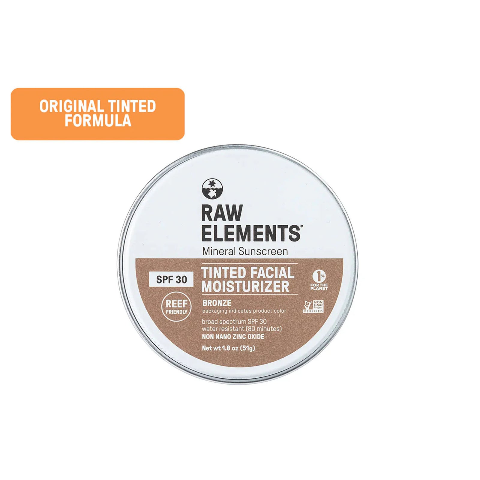 Raw Elements Tinted Face Moisturizer Sunscreen Tin - SPF 30/Bronze