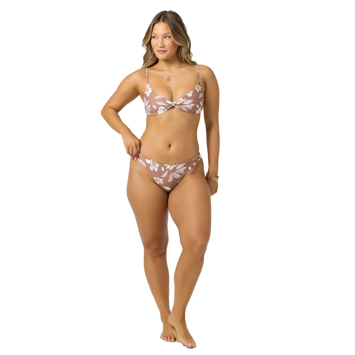 O'Neill Nomad Floral Crestview Cheeky Women's Bikini Bottoms - Carob Brown