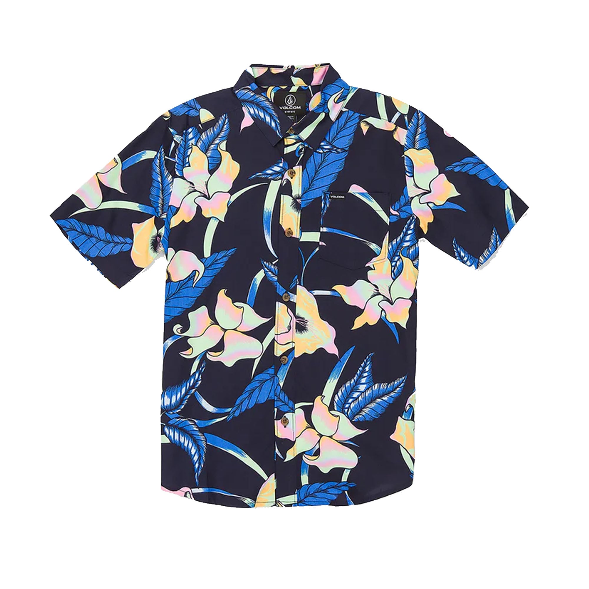 Volcom Big Boys Varkala Short Sleeve Shirt, Navy Volcom Big Boys Varkala Short Sleeve Shirt, Navy