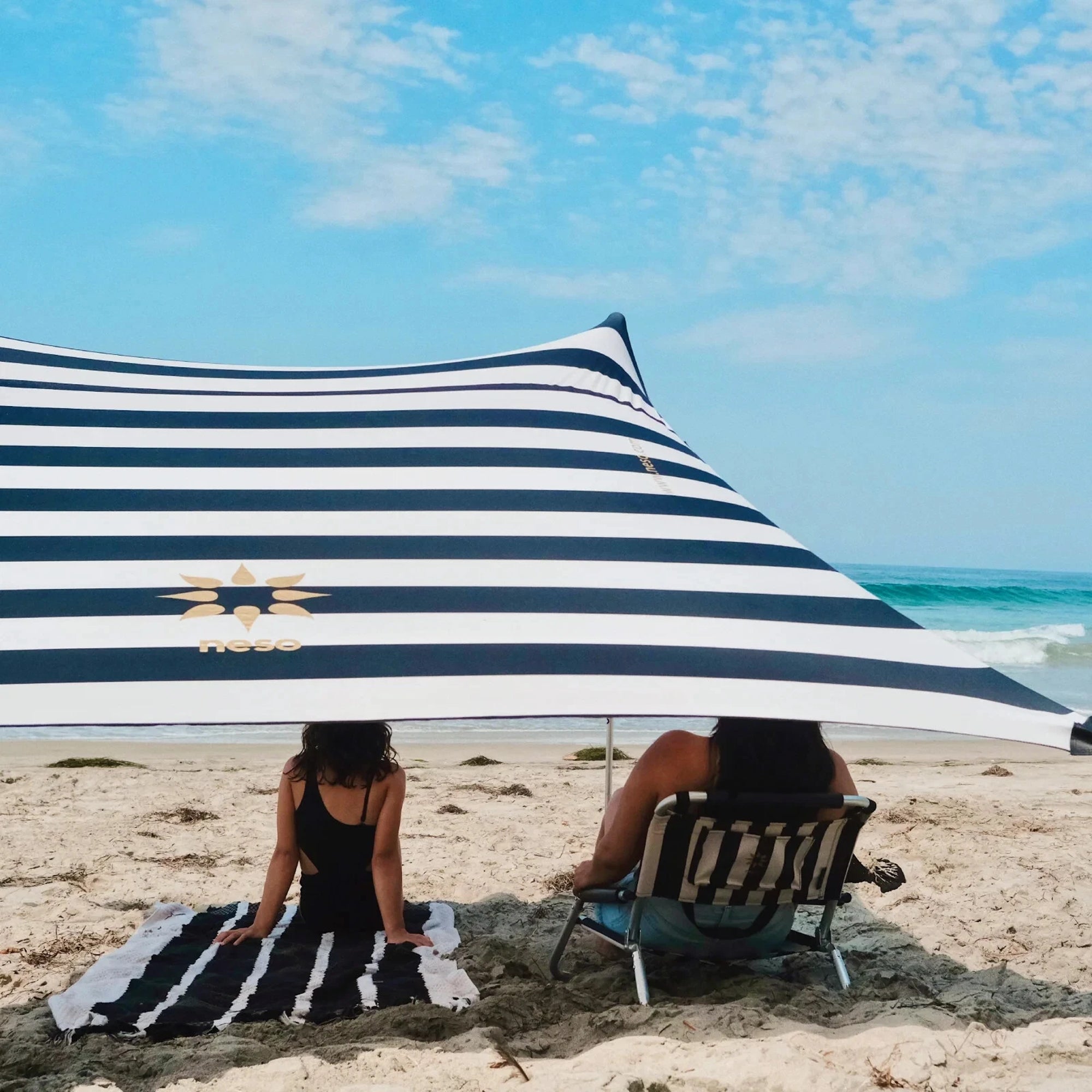 neso beach tarp Neso 1 Prints Beach Tent - Black/White Stripes