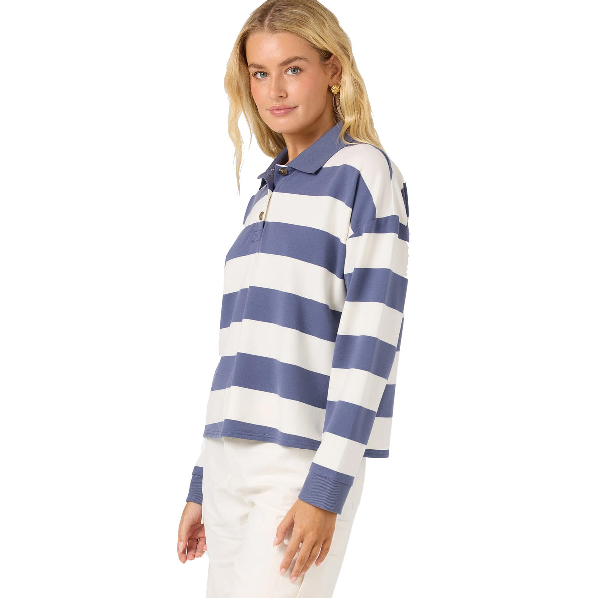 O'Neill O'Riginals Kyra Crop Polo Women's L/S Shirt - Nightshadow Blue