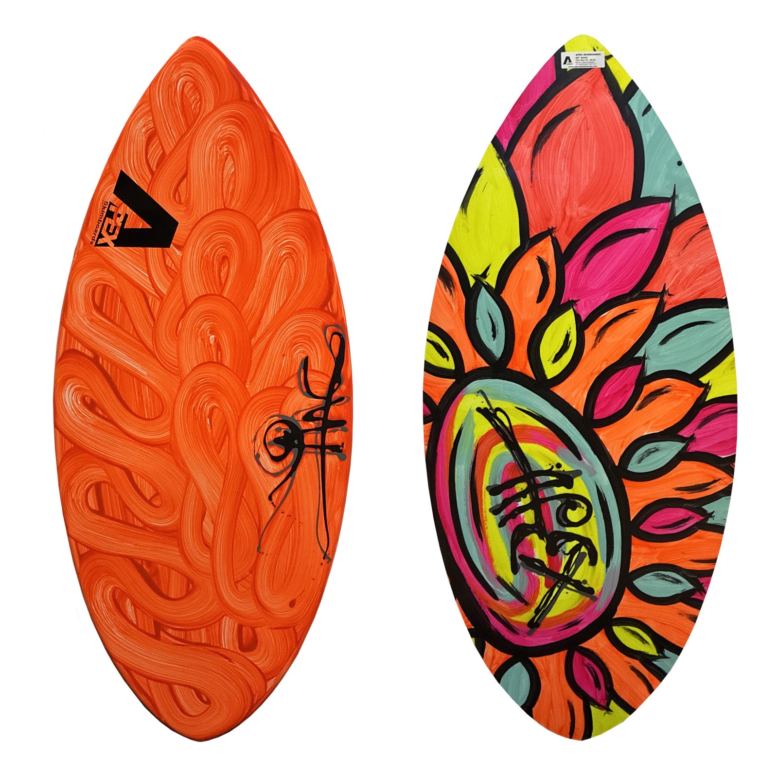Apex AVAC 46" Skimboard - Orange Swirl/Flower Petals
