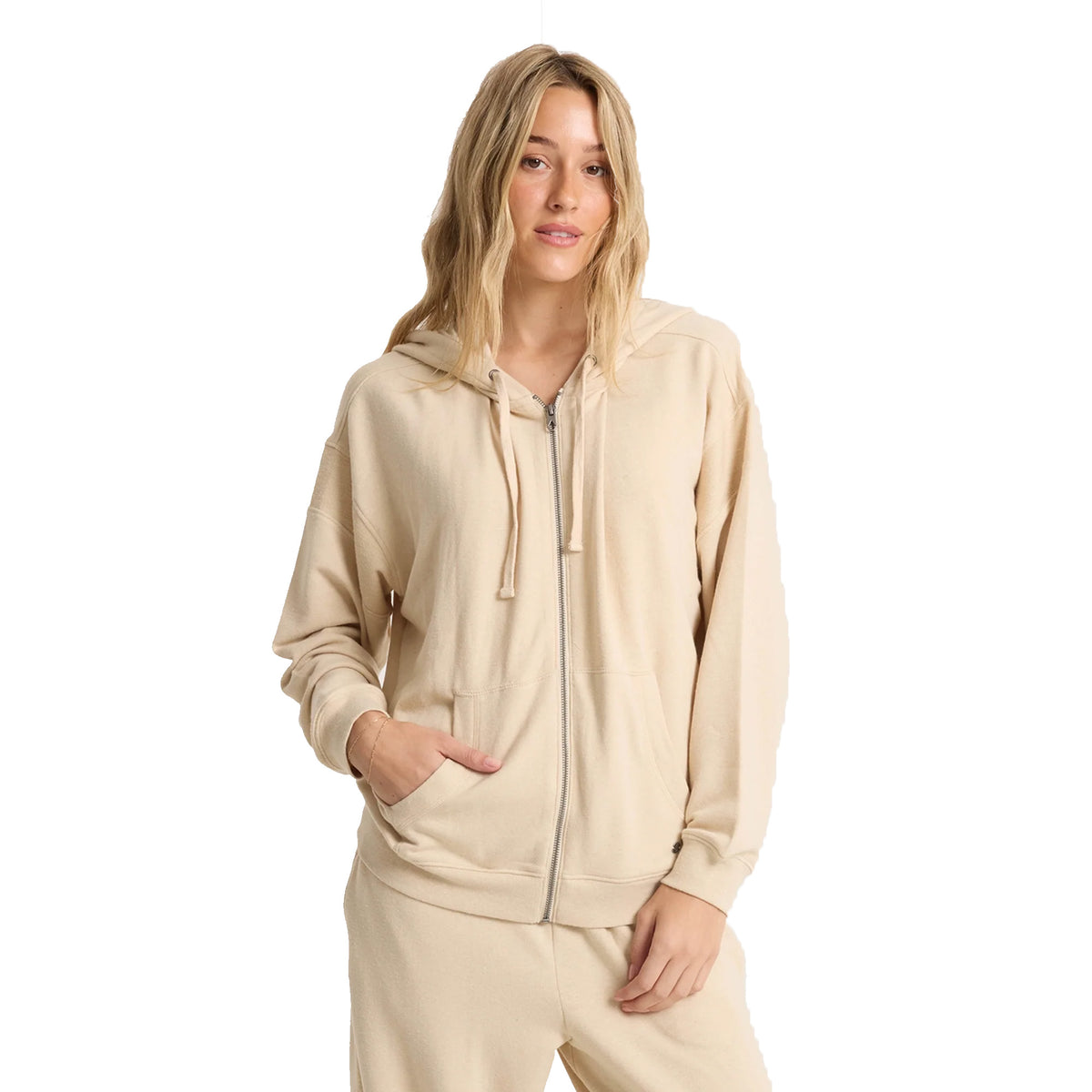Volcom Lil Frenchie Zip Women's Hoodie - Oatmeal