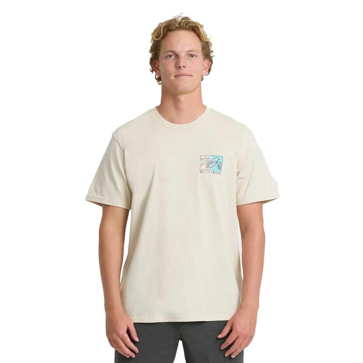 Billabong Crayon Wave Premium Cotton Graphic Men's S/S T-Shirt - Oatmeal