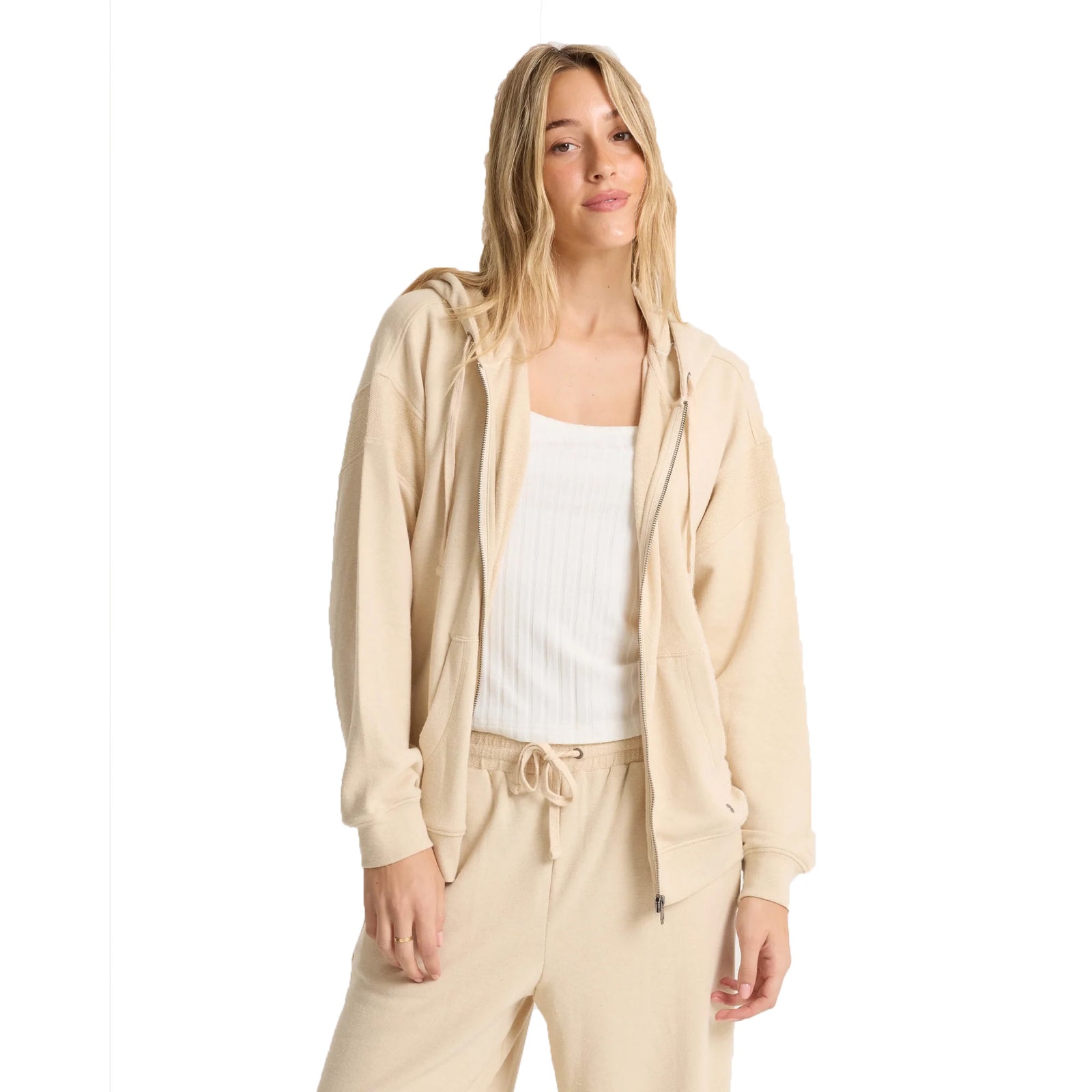 Volcom Lil Frenchie Zip Women's Hoodie - Oatmeal