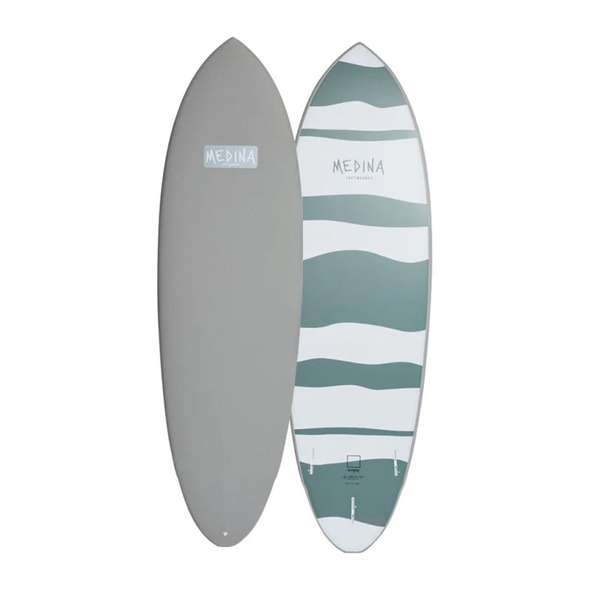 Medina Old News 6'4 Soft Surfboard - Grey/Grey Stripes