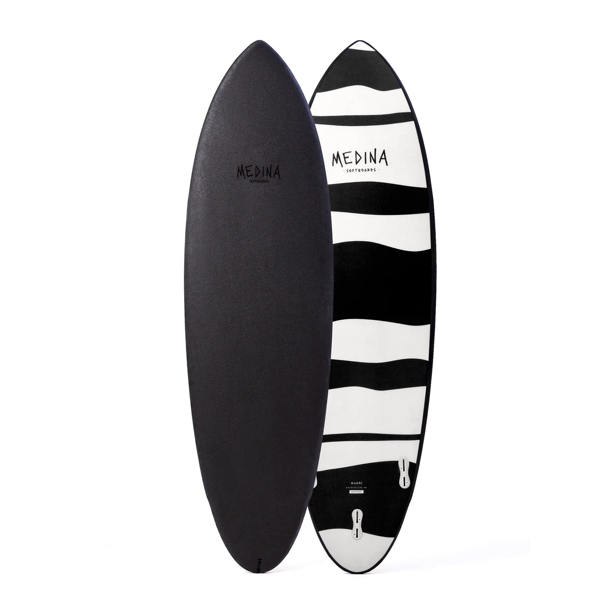 Medina Old News 6'4 Soft Surfboard - Black/Stripes