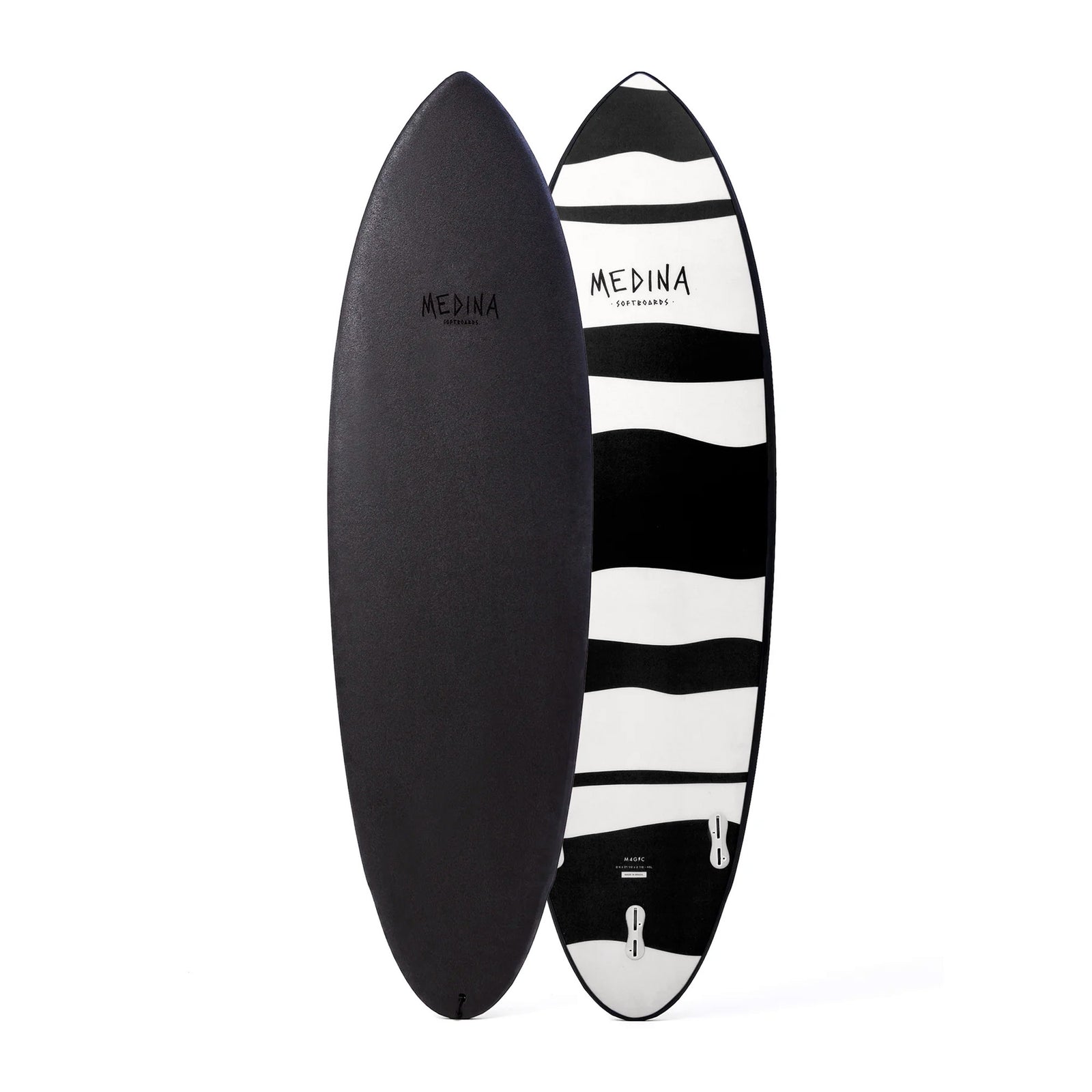 Medina Old News 6'4 Soft Surfboard - Black/Stripes