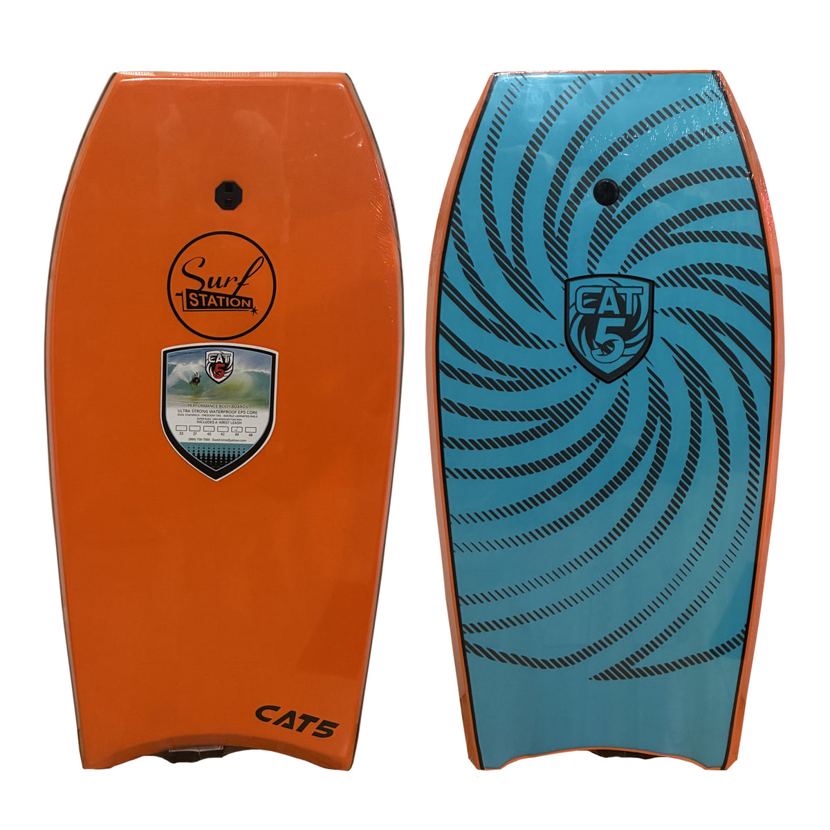 Surf Station x Cat 5 Spiral 44" Bodyboard w/ Leash - Orange