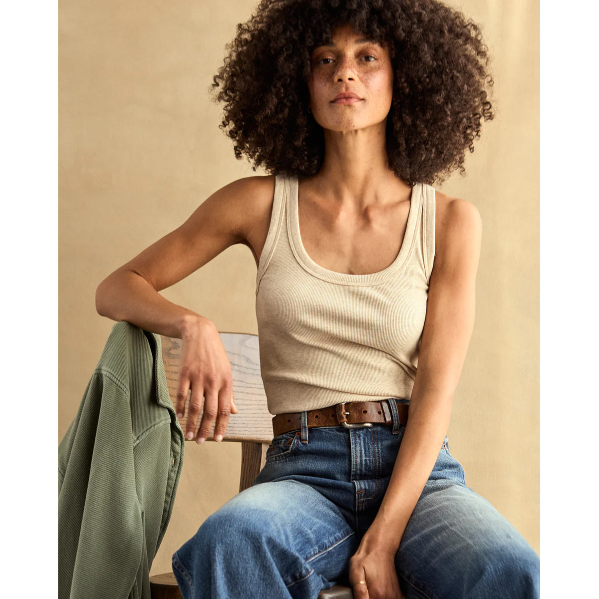 Outerknown Sojourn Ribbed Women's Tank Top - Oatmeal Heather